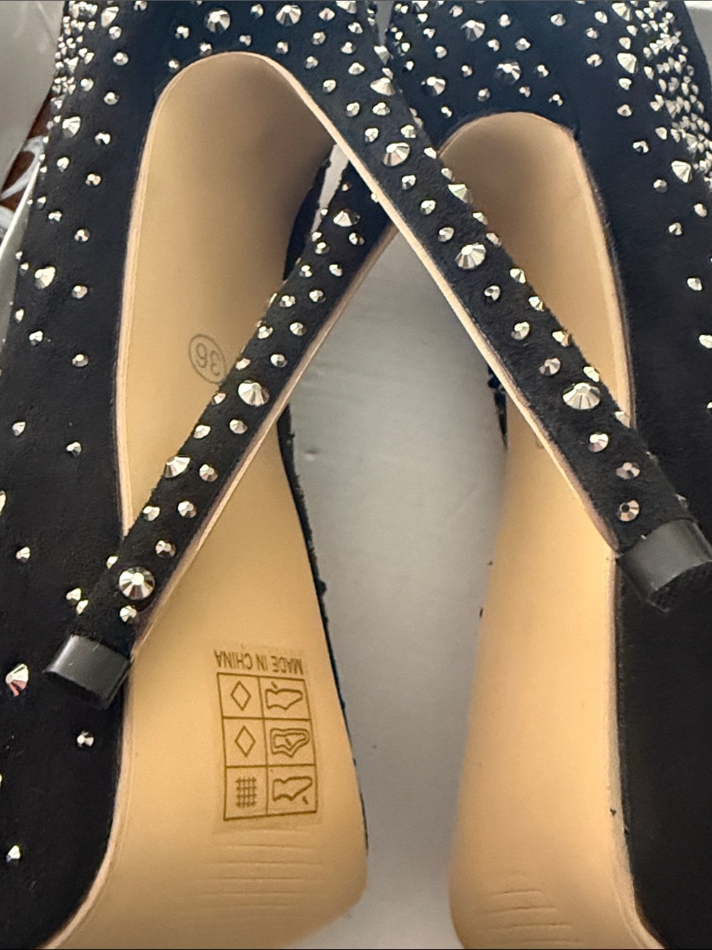 Black size 36 Crystal-Embellished Women's High Heel Booties - Picture 9 of 9